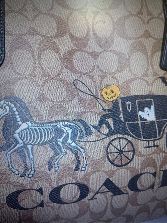 COACH Tan Signature Canvas Tote with Halloween Print - Picture 4 of 4